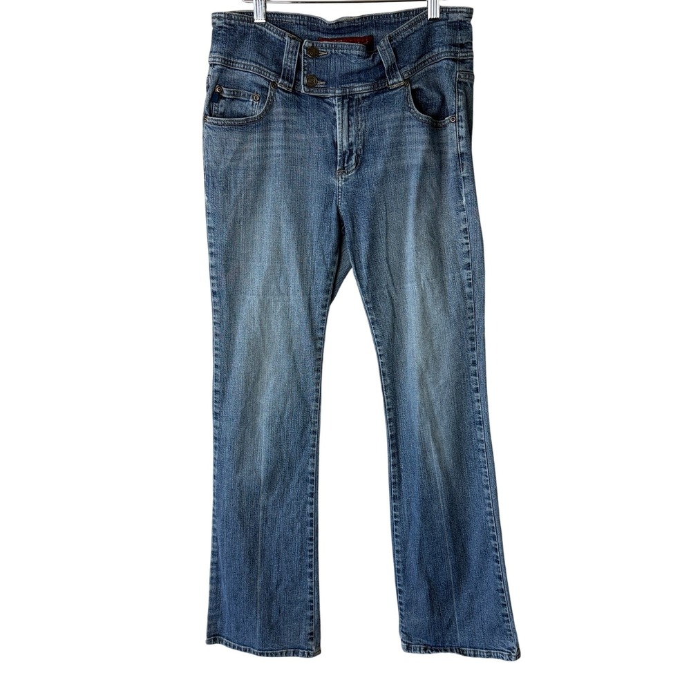 Vtg Z Cavaricci Womens Bootcut Jeans 32x32 Size 10 Y2K 90s Leather Patch Flaps‎